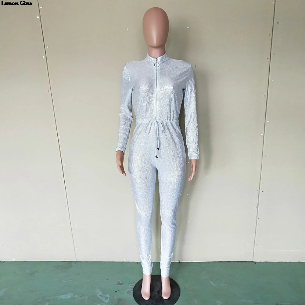 Женский Длинный комбинезон с завышенной талией на молнии 4 цвета|Женские