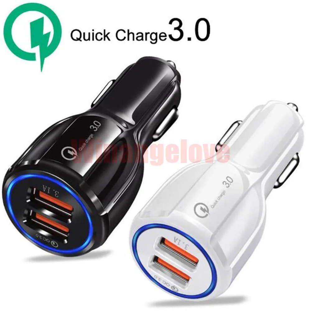 100 шт QC 3,0 Быстрая зарядка двойной 2 USB порт быстрое автомобильное зарядное устройство для iphone для samsung смартфон