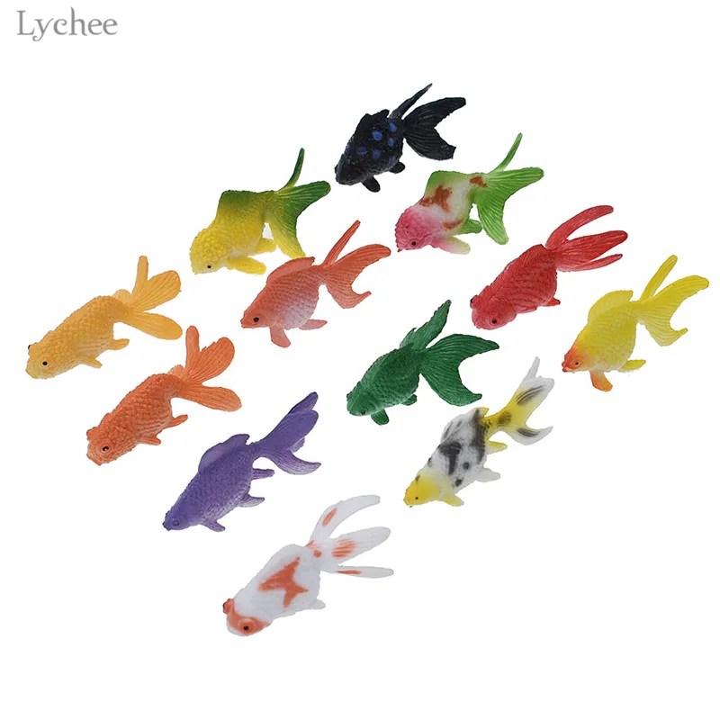 Lychee 12 шт. Миниатюрная модель рыбы Kawaii модель животных для детей игрушки DIY декоративные фигурки золотой рыбки домашний декор