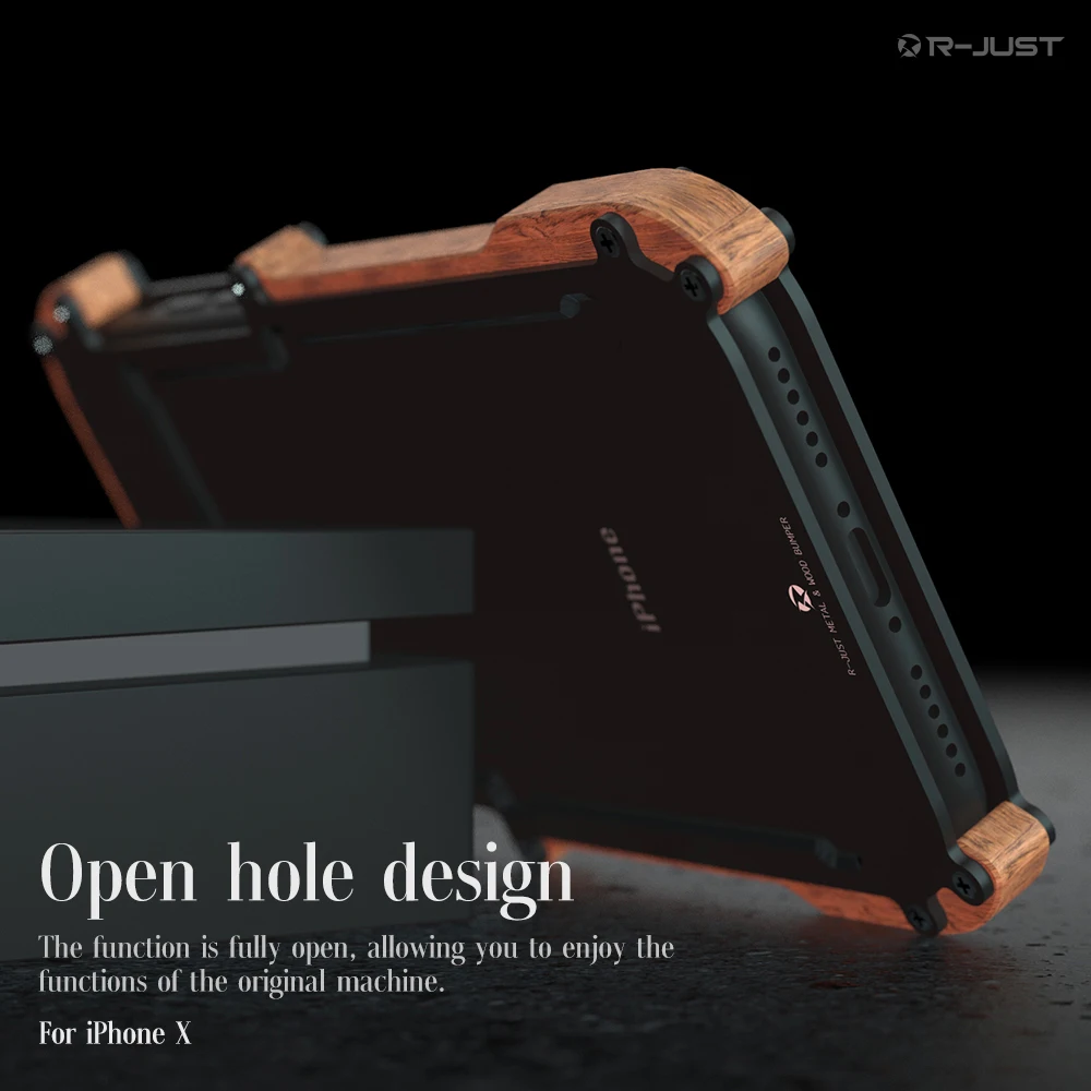R JUST Деревянный чехол Роскошный мобильный телефон для iphone X противоударный