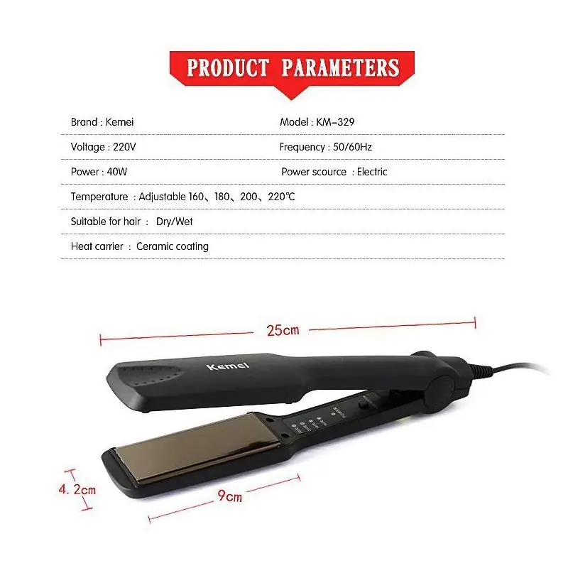 Kemei Профессиональный Выпрямитель для волос инструменты укладки выпрямление