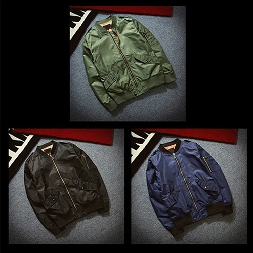 

Men Winter Autumn Classic Style Zipper Military Air Flight Bomber Jacket Coat