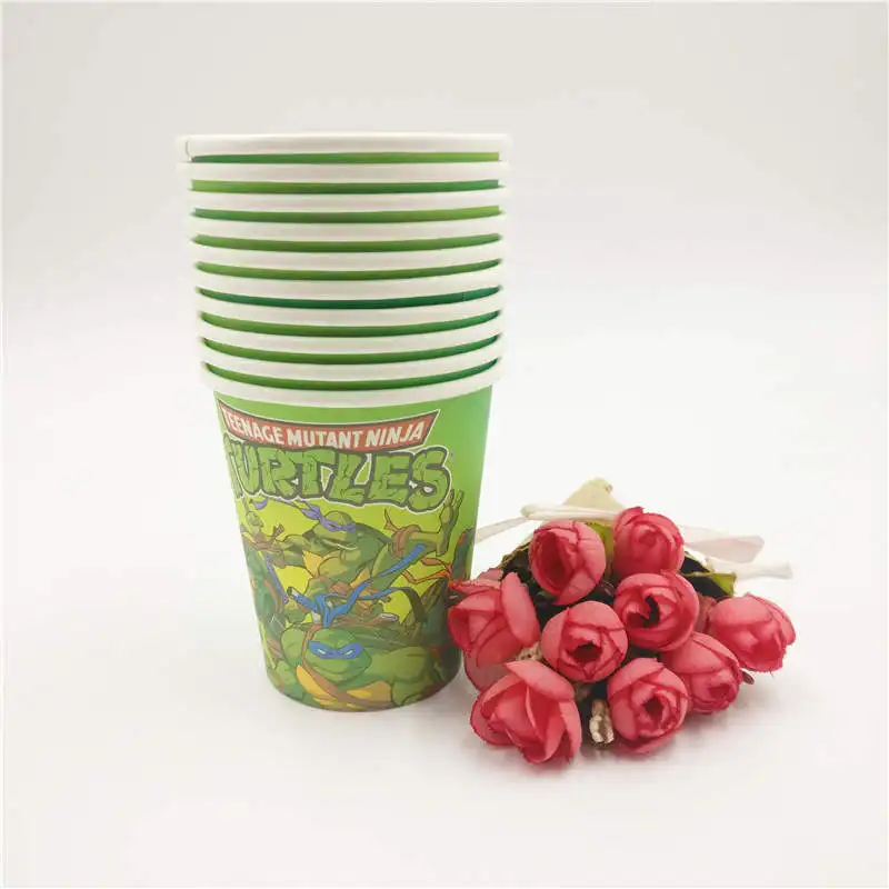 cups 10pcs Подростковые мутанты Черепашки Ниндзя вечерние принадлежности Kis одноразовая посуда скатерть тарелки чашки, ребенок, душ украшения для вечеринок - Цвет: cups 10pcs