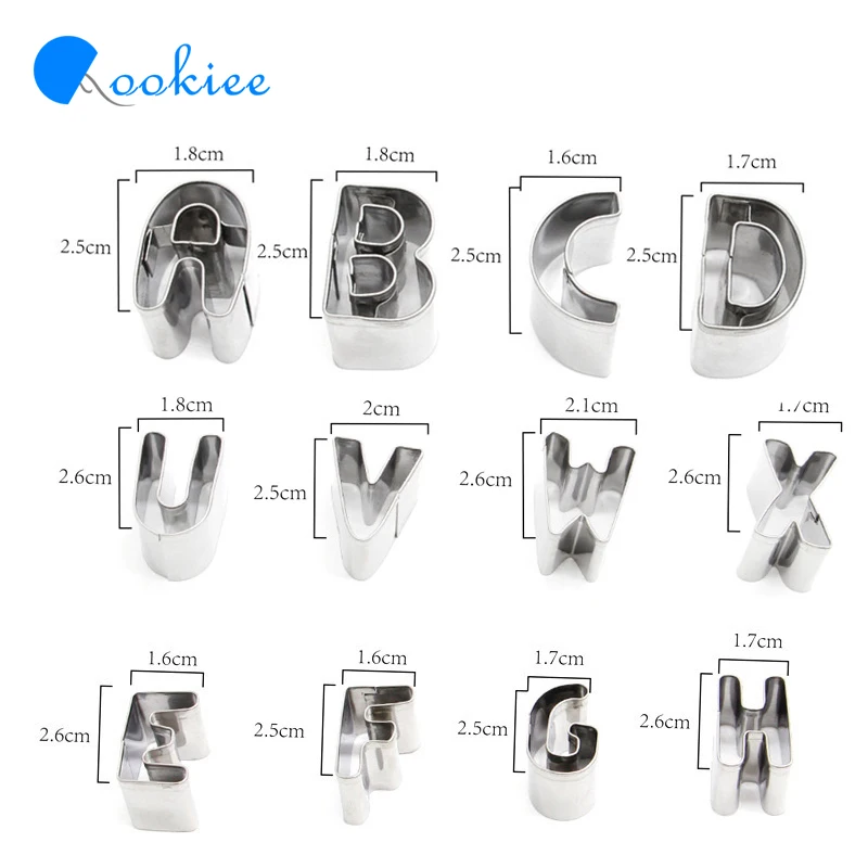 Qookiee 26 шт./компл. Формочки Алфавит Форма Нержавеющая сталь Торт Cutter Украшение