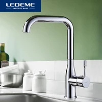 ledeme kitchen faucet electroplating chrome modern kitchen faucet mixer tap ceramic valve core single holder single hole l4698