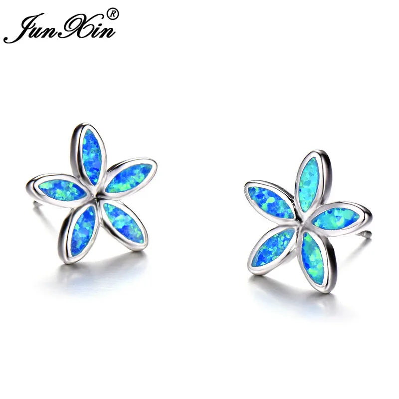 Женские серьги гвоздики с опалом серебряного цвета|Серьги-гвоздики| |