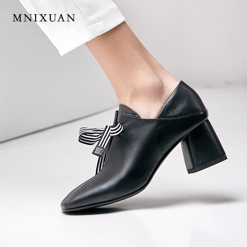 MNIXUAN/женские туфли лодочки ручной работы Новое поступление 2019 года кожаные на