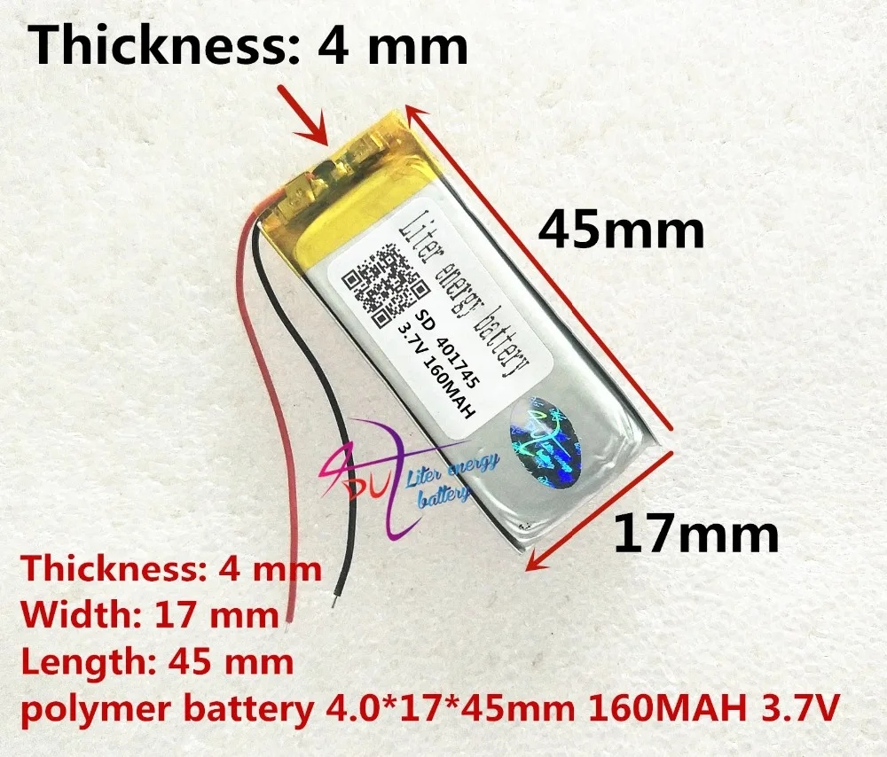 Полимерный 401745 3 7 в 041745 160 мАч Bluetooth аудио цифровые часы Автоспуск сухая литиевая