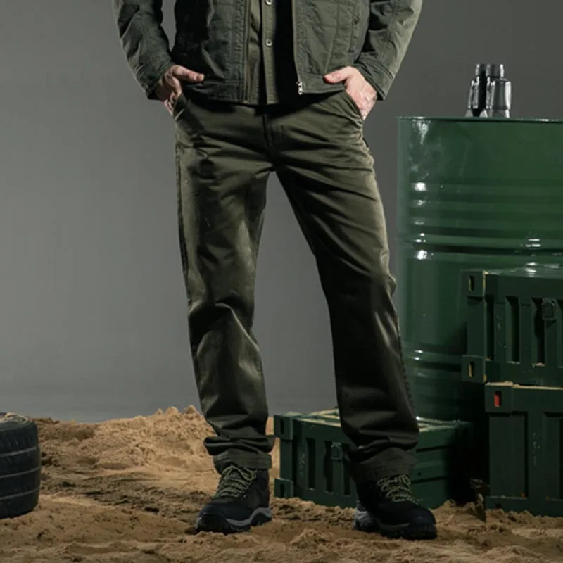 Мужские повседневные длинные брюки в стиле милитари зеленые армейские