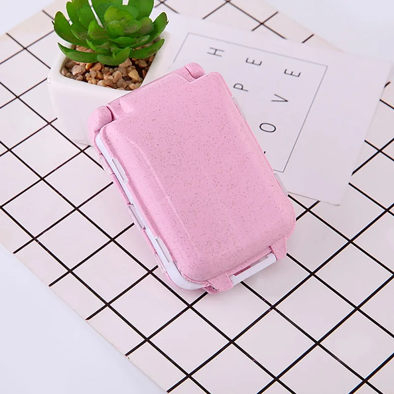 Pink Полезный, безопасный рисовое волокно 2 слоя 8 Сетка медицинская коробка с уплотнительной пряжкой дорожный органайзер для таблеток ленточная помощь тест-полоска разветвитель для хранения - Цвет: Pink