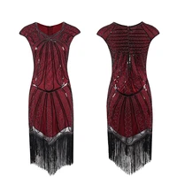 newest womens 1920s vintage inspired hand knitted sequin embellished n neck fringe great gatsby tassel flapper dress