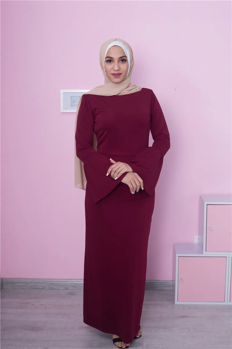 Женские мусульманские длинные платья с длинным Расклешенным