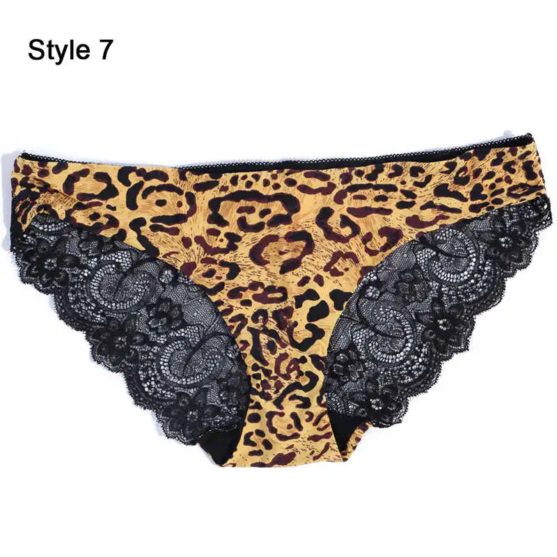 Style7 Tiger Leopard Модные женские сексуальные кружевные трусики, бесшовное нижнее белье, трусы, леопардовые, ледяной шелк, для девочек, бикини, хлопок, промежность, прозрачное белье - Цвет: Style7 Tiger Leopard