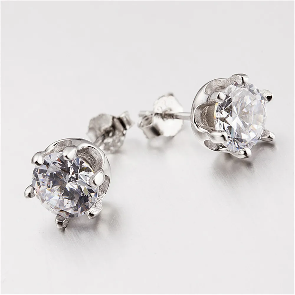 Женские серьги из серебра 925 пробы с фианитом|stud earrings|earring studs earringsheart crystal stud earrings |