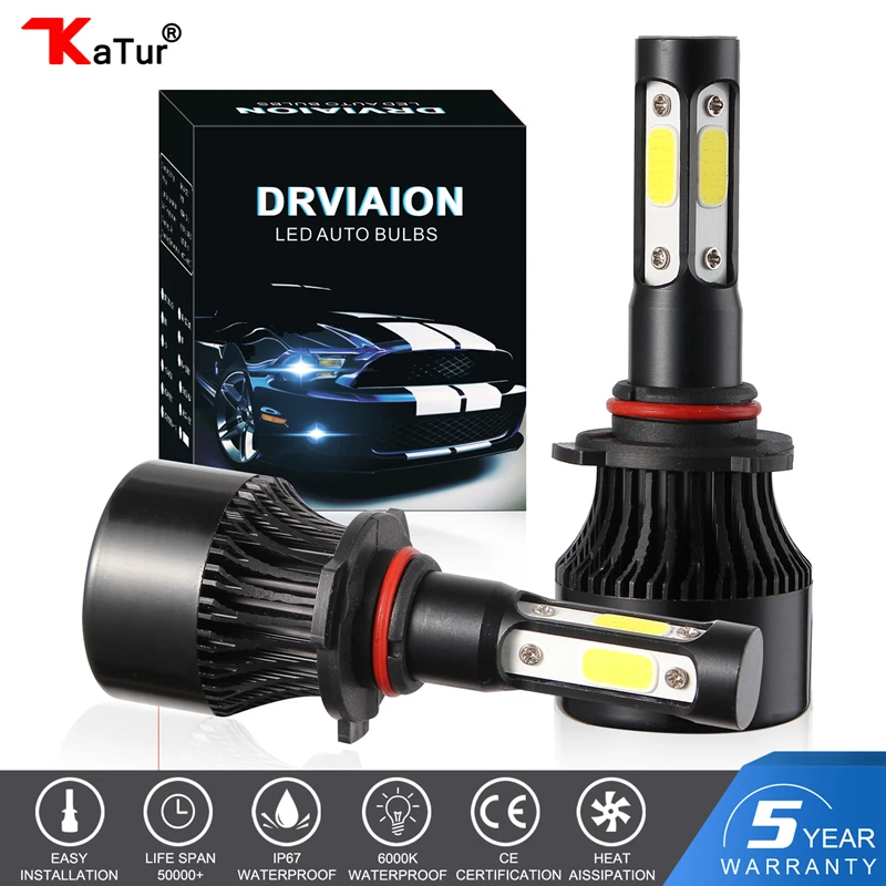 Katur 11000LM H4 H7 светодиодные лампы фары комплект H8 H9 H11 H16 9005 HB3 9006 HB4 6000 К белые Противотуманные фары 12V светодиодные лампы