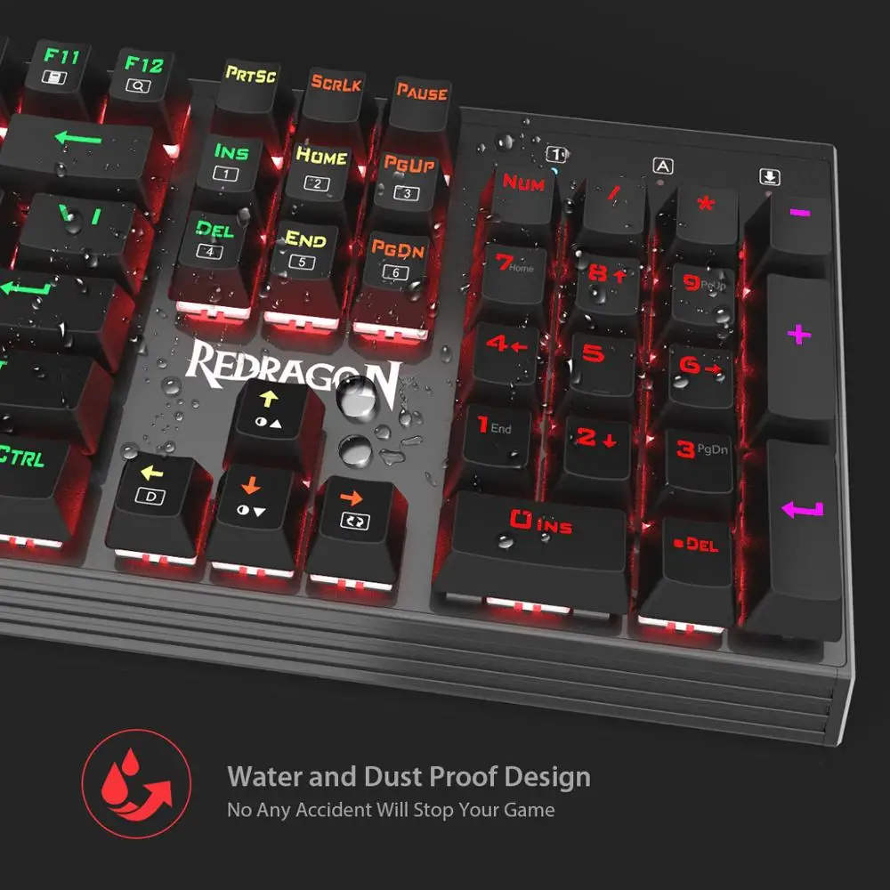 Механическая игровая клавиатура Redragon K570 PARTRYUSA, 104 клавиш, с защитой от привидения, RGB, с подсветкой, синий переключатель, из цельного алюминия