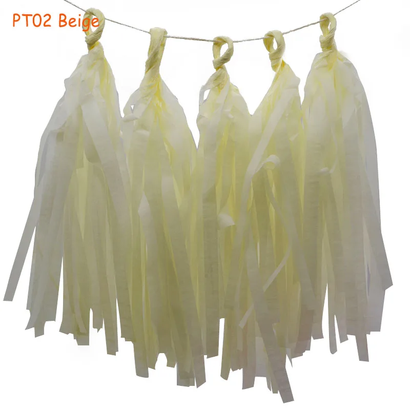 PT02 beige 5 листов/Лот Декоративные DIY тканевая бумага кисточка гирлянда бахрома фон из флажков Гирлянда Свадьба День Рождения Вечеринка украшения - Цвет: PT02 beige