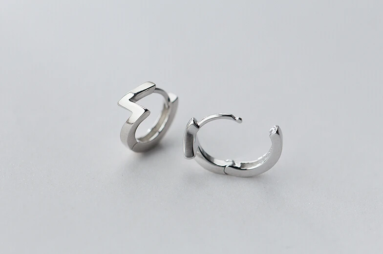 Женские серебряные Простые волнистые серьги кольца в виде молнии|hoop earrings|huggie hoop