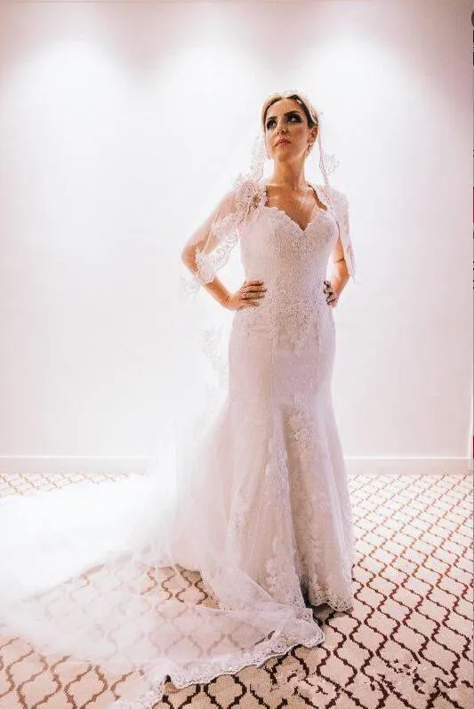 

Винтажное кружевное свадебное платье русалки 2021, милое свадебное платье со шлейфом и аппликацией, свадебные платья, Vestido De Novia