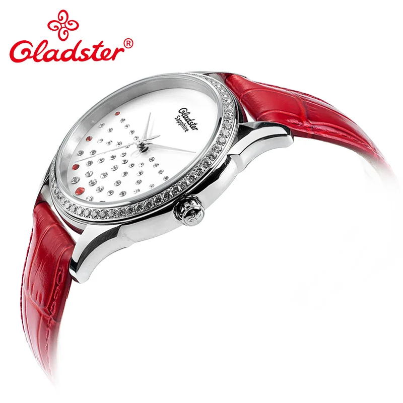 Gladster роскошные японские MIYOTA 2039 Кристальные женские часы под платье золотые