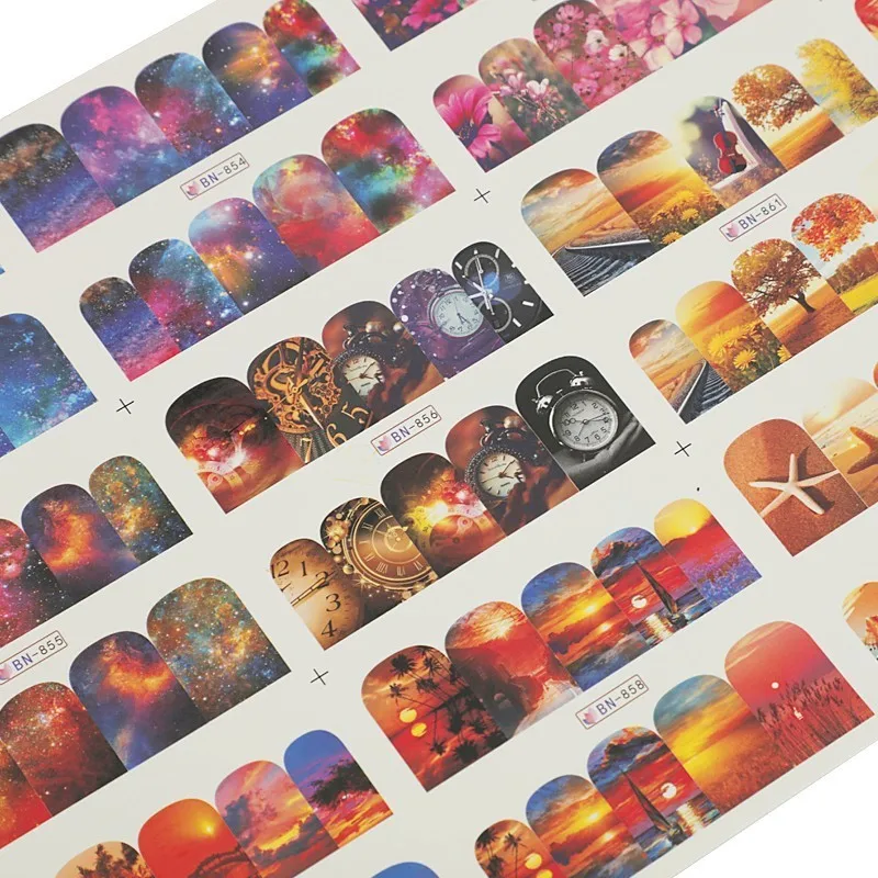 12 пар стикеров для дизайна ногтей летние наклейки на воду с изображением