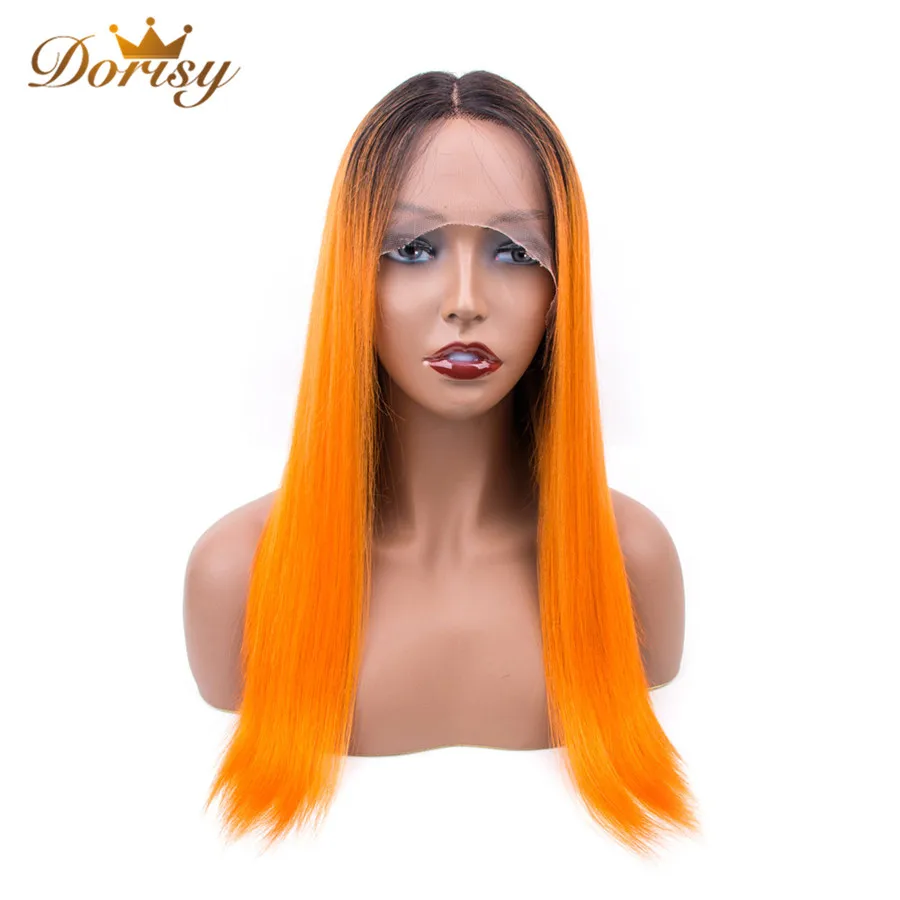 Human Hair Wigs Brazilian Straight T1b/Orange Pre plucked Non Remy Middle Part Natural Headline Lace |