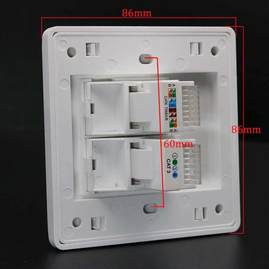 Фото Модульная Телефонная настенная панель xintylink rj11, rj45, cat5e, cat6, 2 порта Keystone настенная передняя панель, 86 мм №3