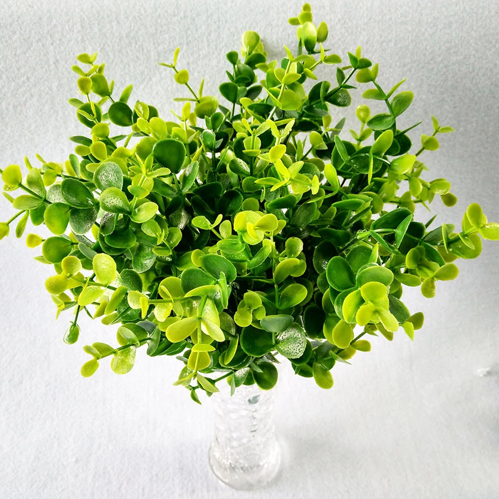 7Pcs artificial plant leaf plastic eucalyptus inserted potted flowers decorative green plants | Дом и сад