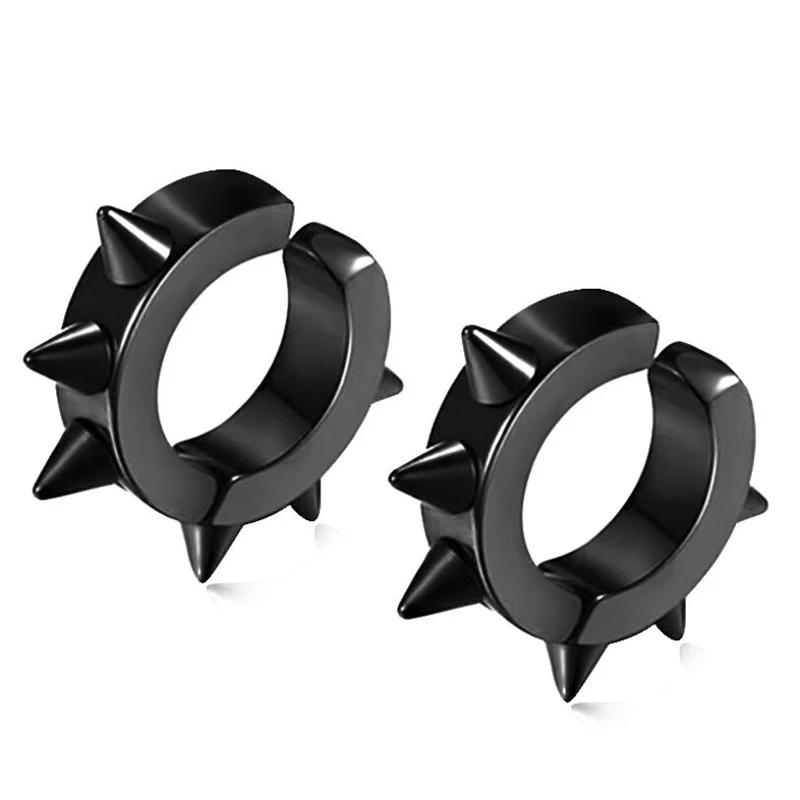 

KOFSAC New Fashion Six Thorn Titanium Steel Ear Clip Boy Hip Hop Non Perforated Cartilage Earrings For Men Women's Ear Jewelry