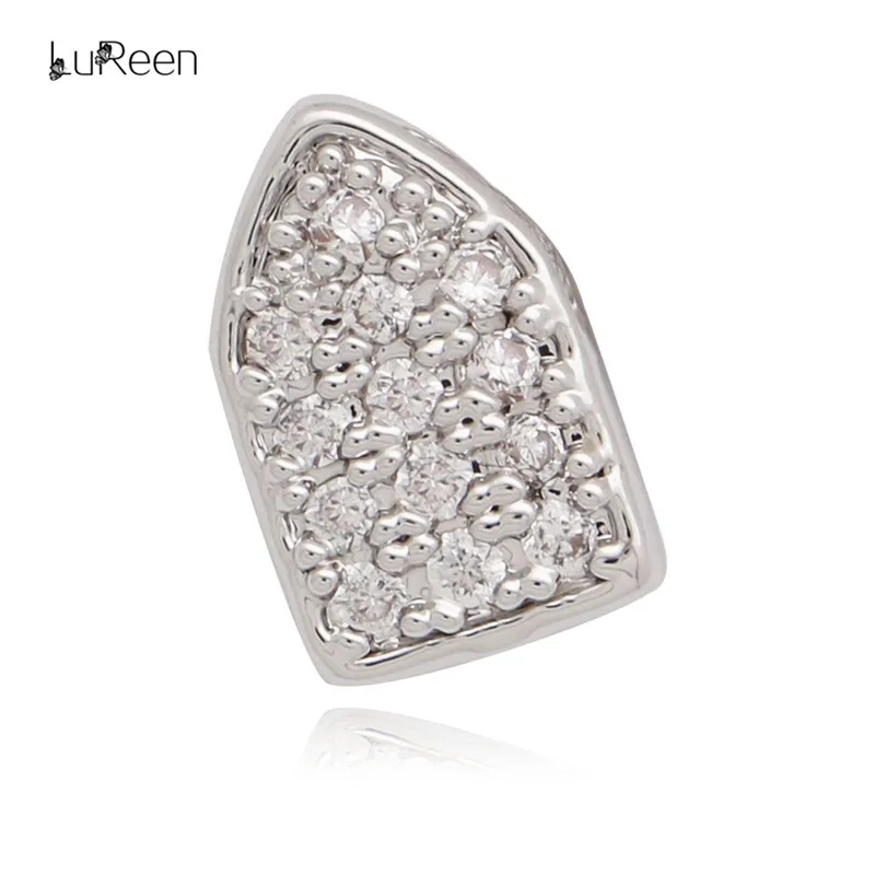 LuReen Роскошные CZ грили золотые зубы Grillz Топ и нижний зуб зубные один зуб шапки вампирский зуб Ювелирные изделия