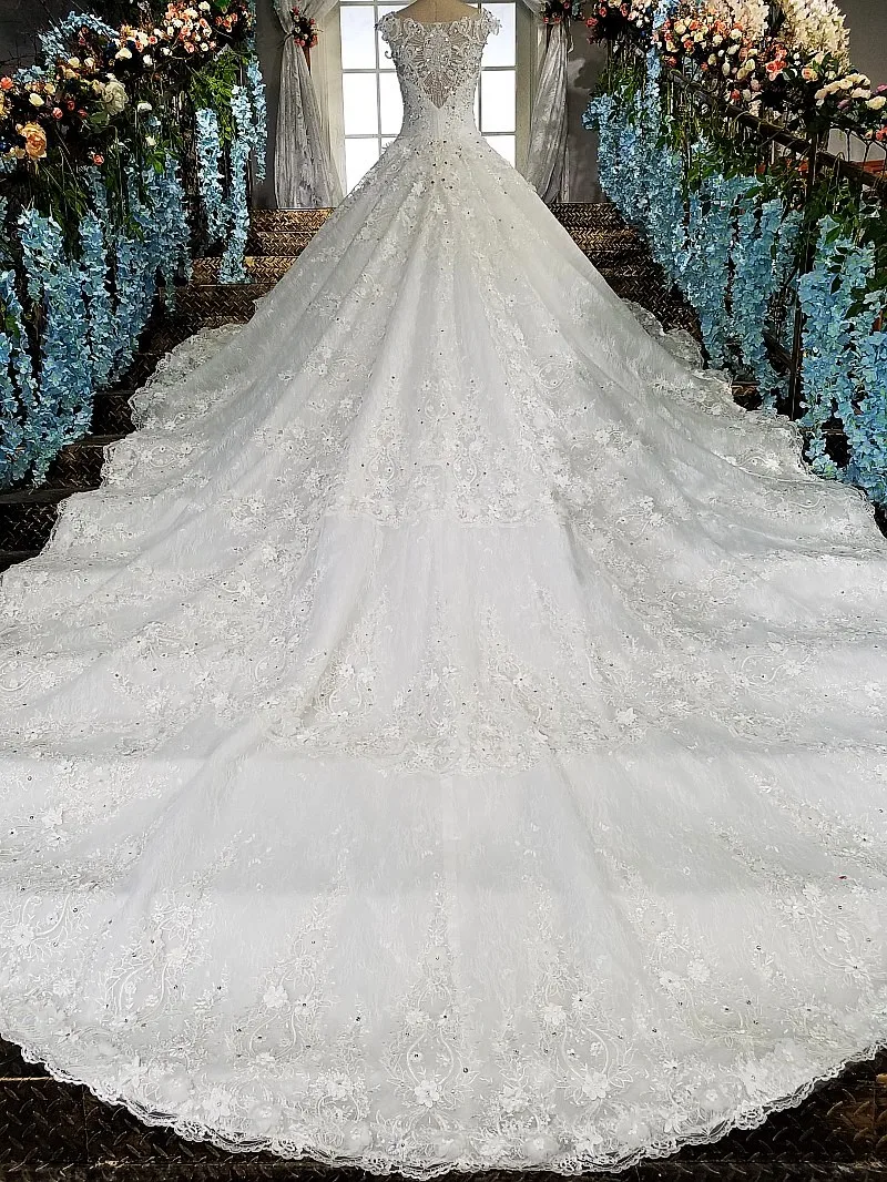 LS00158 vestido de noiva смотреть сквозь спину аппликация колпачки втулки кружева бальное