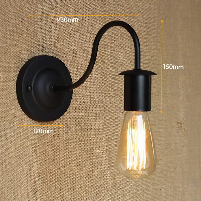 

Retro black Iron Wall Sconce/Lamp European and American Country Simplicity Living Room Hallway Bedside Decorative Wall Lamp