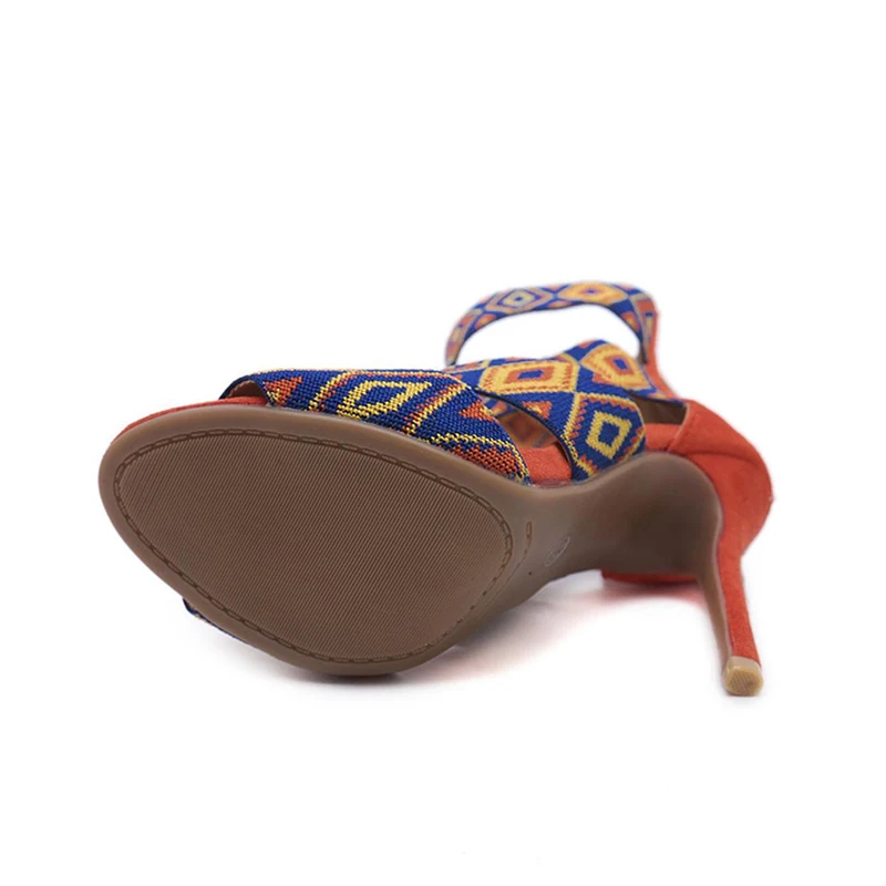 

Women Sandals Summer Sandals For Women 2019 New Fish Mouth Plaid High Heel Shoes Women Retro Style Flats Heels Sandals Female OP