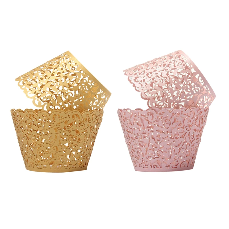 24X филигранная лоза торт кекс обертки Чехлы украшения для свадьбы дня рождения