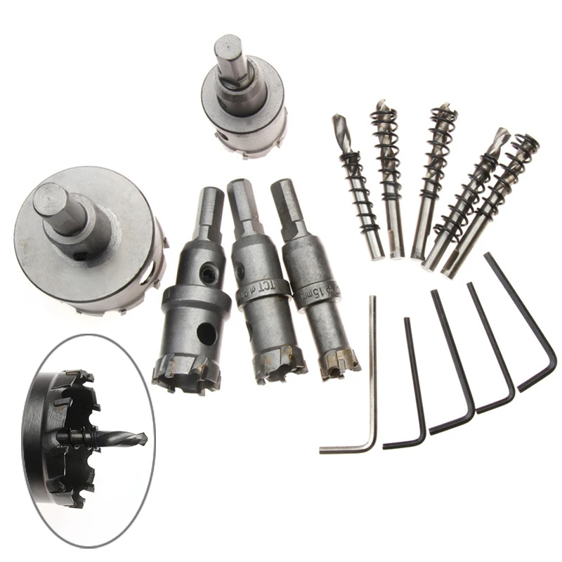 

5PCS Lengthening Alloy Core Hole Saw Cutter Drill Bits Carbide Drills Metal Drilling Tool Kit For Metalworking 16/20/25/30/50mm