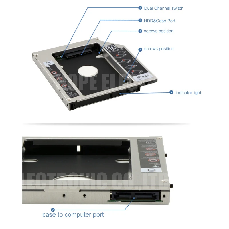 Для DELL 7000 14R-4528 3442 14-7447 5437 3521 3 0 2nd HDD SSD адаптер Caddy DVD-ROM Optibay 9 5 мм толщина | Компьютеры