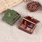 Винтажный деревянный миниатюрный кукольный домик в масштабе 112, швейная коробка, мебель для кукольного дома, аксессуары для декора, игрушка в подарок