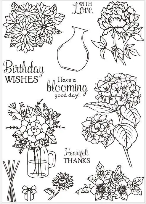 

Цветы и вазы прозрачный силиконовый штамп печать DIY Скрапбукинг Фотоальбом декоративный прозрачный штамп