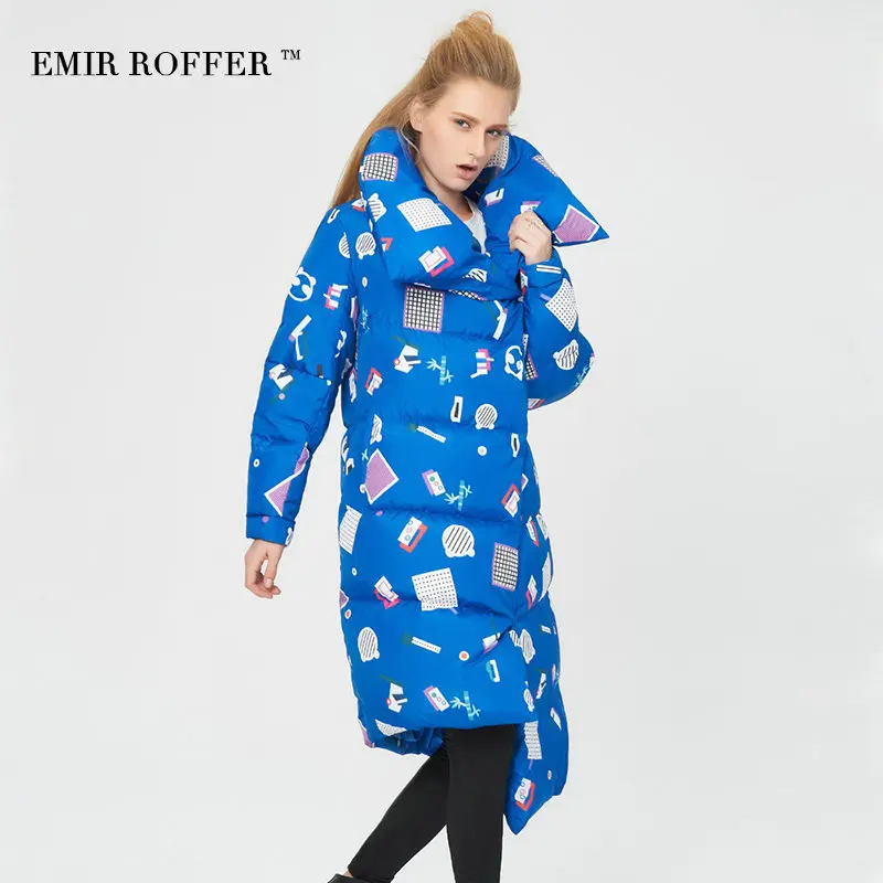 EMIR ROFFER 2018 зимний женский пуховик парка модный цветочный рисунок неправильная