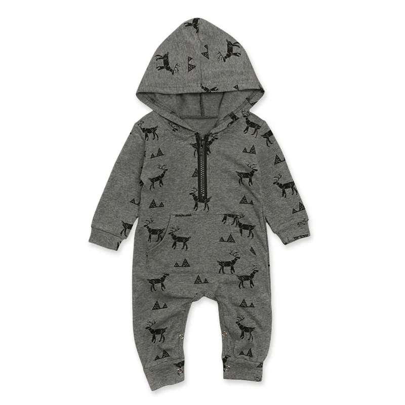 Drop Shipping Casual Spring and Autumn Boys Girls Christmas Long Sleeve Rompers One Piece sock anklets hats 3pcs Climbing Suit - Цвет: STYLE 1