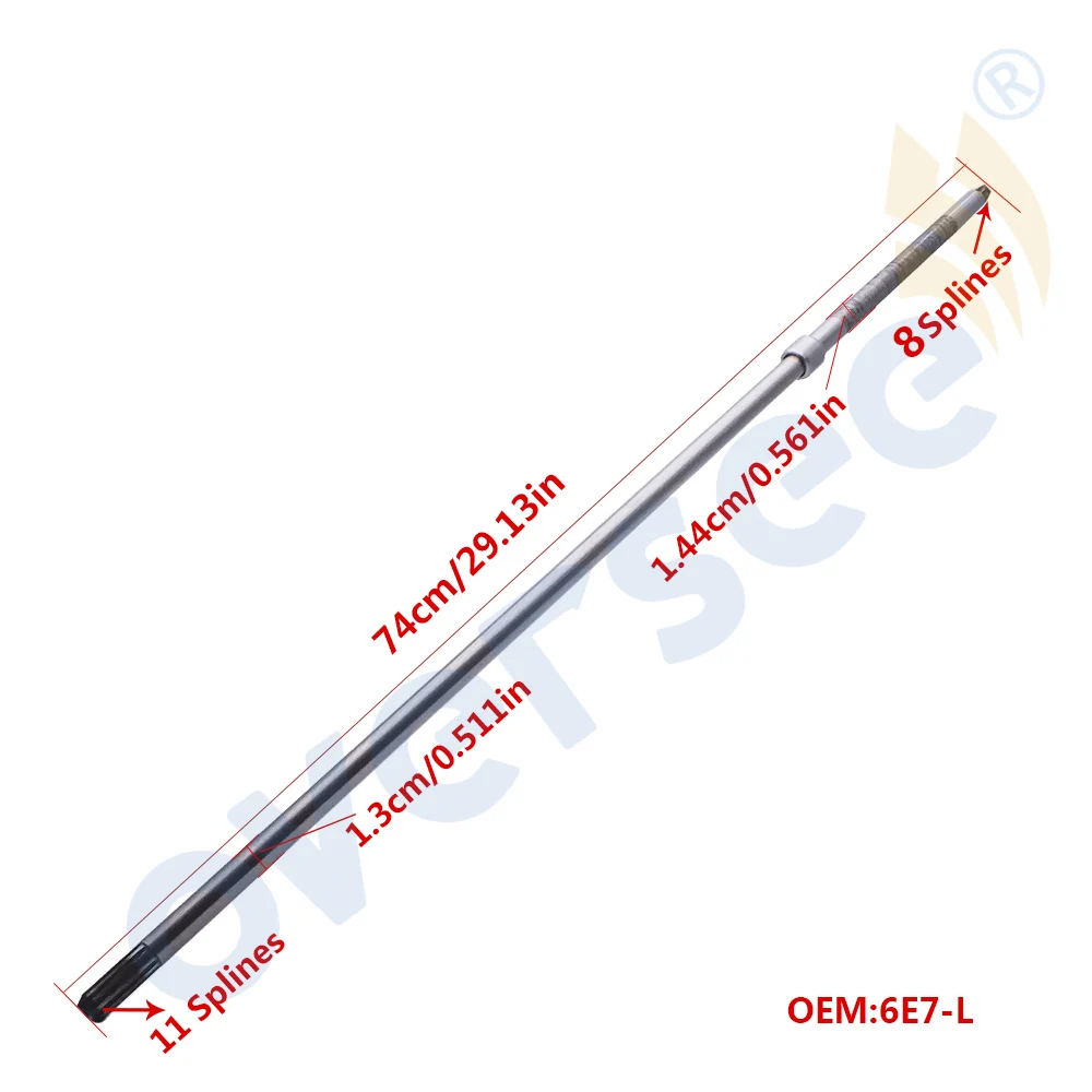 6E7-45501 приводной вал длинный(L) для YAMAHA 2T подвесной мотор 9,9, 15 hp 6E7-45501-11 8 зубьев 6E7 683 серии 6E7-45501-11