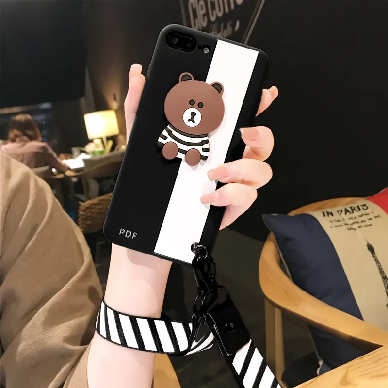 Мягкий силиконовый чехол для iPhone X 6 6s 7 8 Plus модный бренд коричневый медвежонок