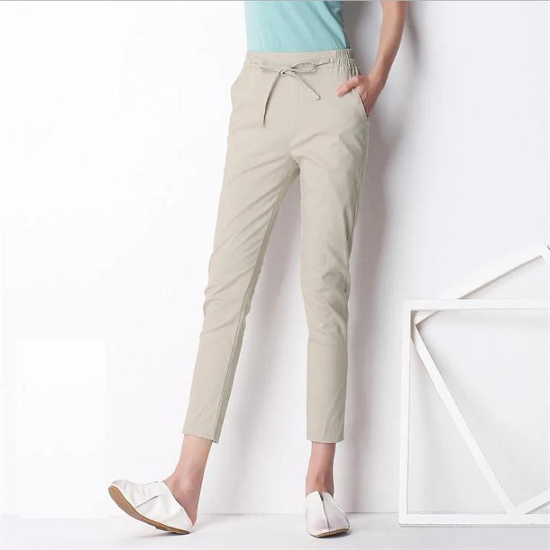 2016 Новый Осень Повседневная Регулярные Хлопок Карандаш Брюки Середина Полосатый