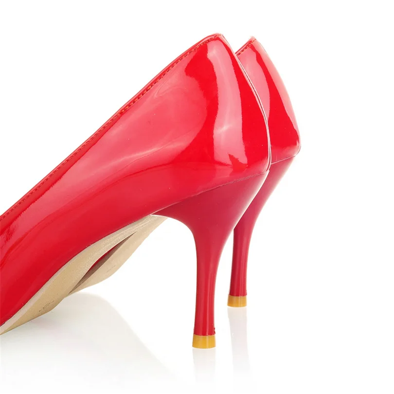 Женские туфли лодочки из лакированной кожи на тонком каблуке шпильке|womens pumps pointed