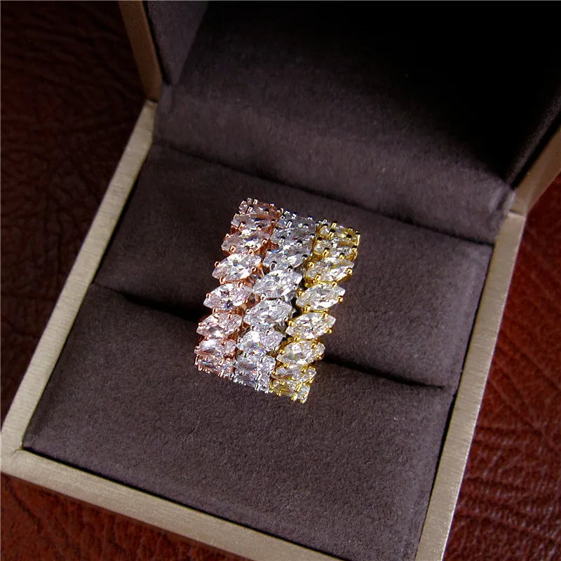 Модное кольцо с кубическим цирконием ААА бриллиантовое Свадебные/вечерние