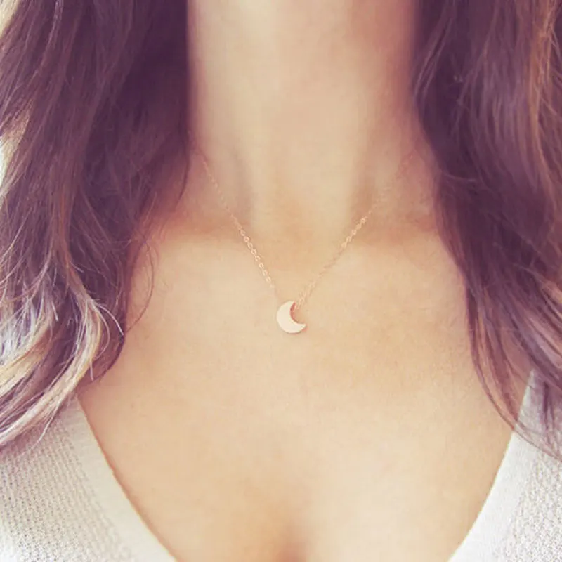 Модные Простые Подвески с Луной ожерелья цепочка из сплава нежное ожерелье