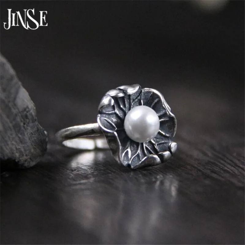 JINSE кольцо с натуральным жемчугом уникальный дизайн в виде листа лотоса