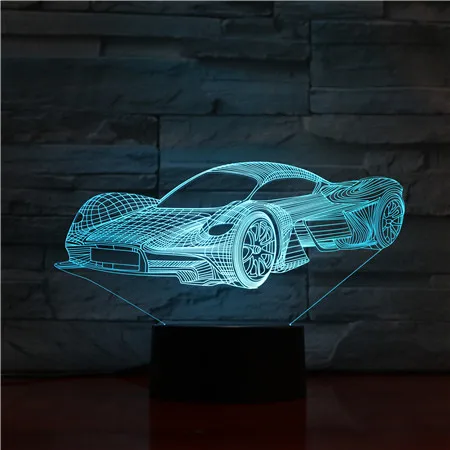 3D 1475 спортивный автомобиль 7 цветов лампа Акриловая Оптическая иллюзия с USB