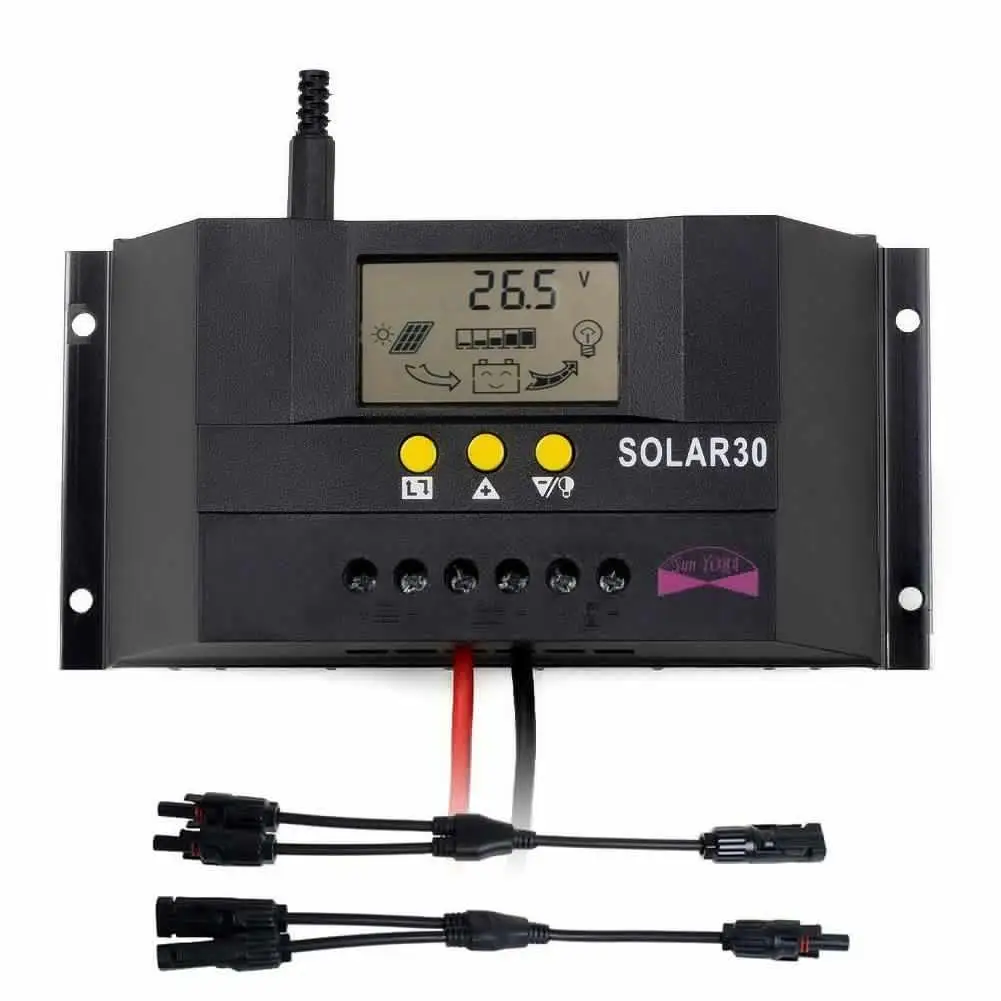 ЖК дисплей 30а ШИМ Солнечная панель регулятор заряда батареи Контроллер 12 В/24 В + 1