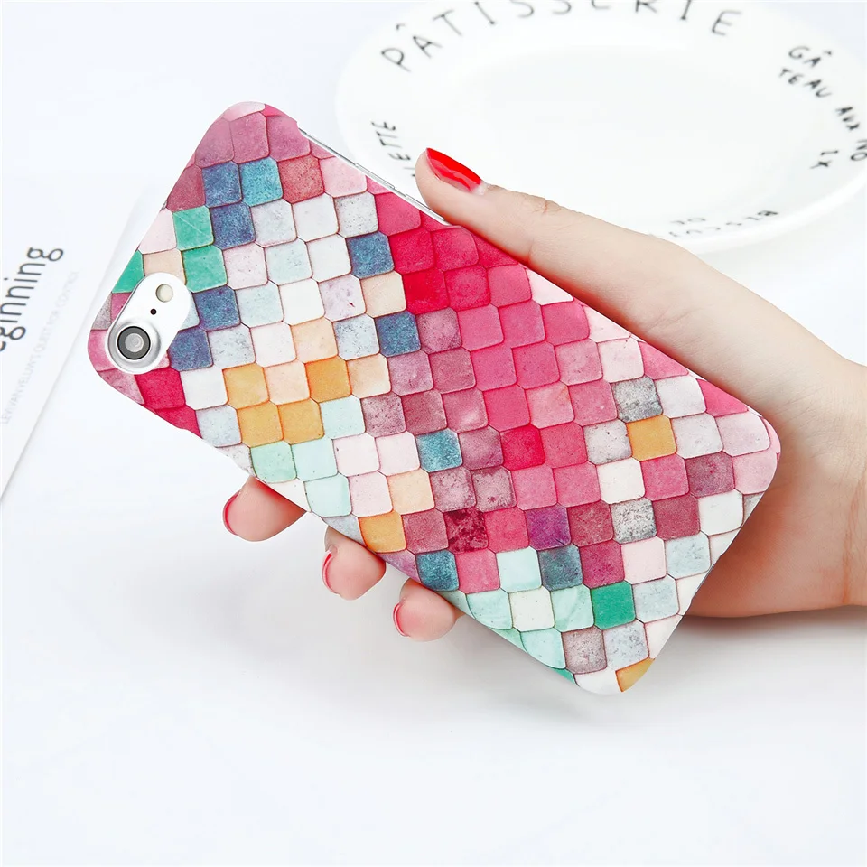 Lovebay чехол для телефона для iPhone 6, 6s, 7, 8 Plus, X, XR, XS, Max, 5, 5S, SE, мультяшный лист, цветок, геометрическая форма, ананас, Жесткий Чехол для iPhone X